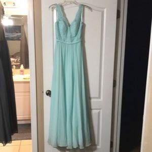Size 6 Teal Mori Lee floor length bridesmaids gown